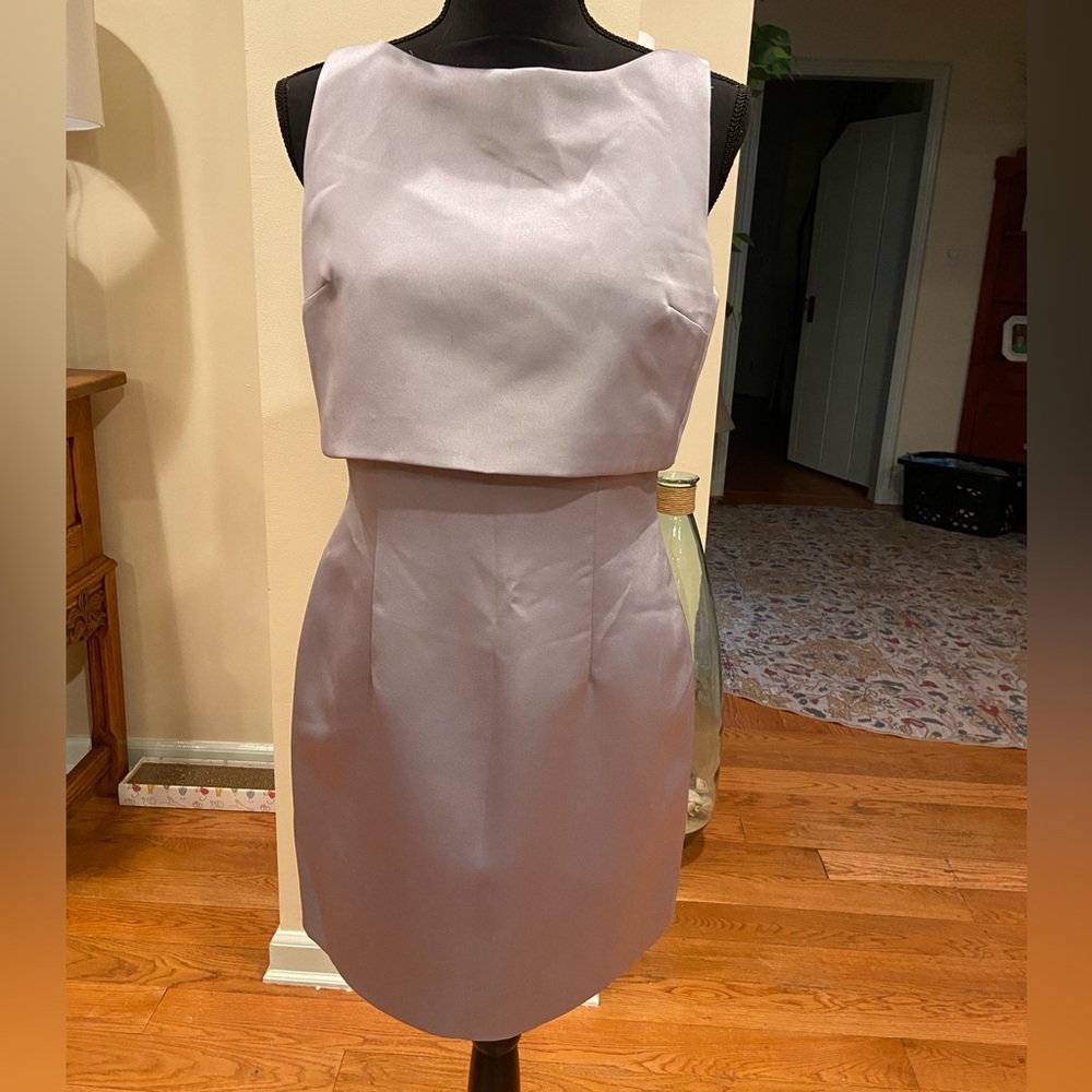 Ann Taylor VINTAGE silver satin mini cocktail dress! Size 6